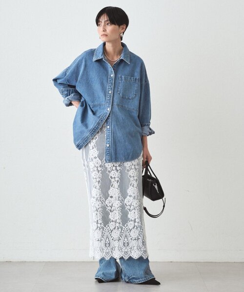 LOUNGEDRESS（ラウンジドレス）の「レーススカート（スカート・レディース・オフホワイト/ブラック・FREE）」の3枚目の写真