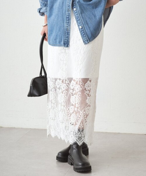 LOUNGEDRESS（ラウンジドレス）の「レーススカート（スカート・レディース・オフホワイト/ブラック・FREE）」の9枚目の写真