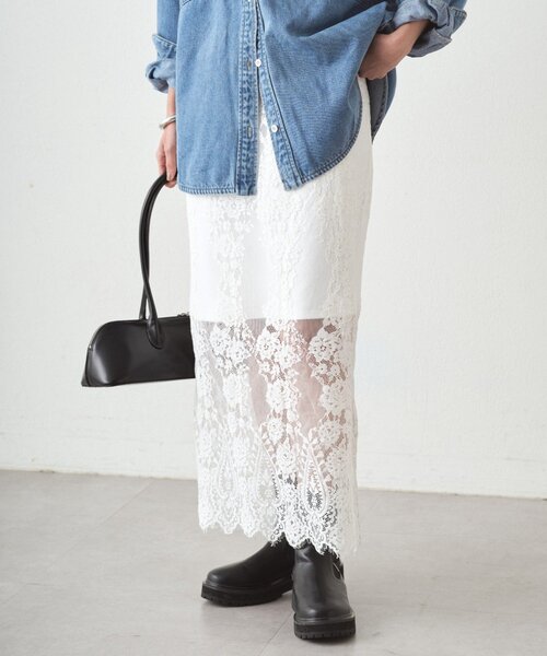 LOUNGEDRESS（ラウンジドレス）の「レーススカート（スカート・レディース・オフホワイト/ブラック・FREE）」の10枚目の写真