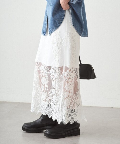 LOUNGEDRESS（ラウンジドレス）の「レーススカート（スカート・レディース・オフホワイト/ブラック・FREE）」の11枚目の写真