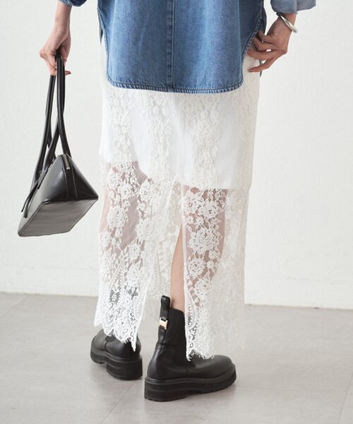 LOUNGEDRESS（ラウンジドレス）の「レーススカート（スカート・レディース・オフホワイト/ブラック・FREE）」の12枚目の写真