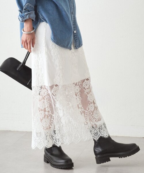 LOUNGEDRESS（ラウンジドレス）の「レーススカート（スカート・レディース・オフホワイト/ブラック・FREE）」の13枚目の写真