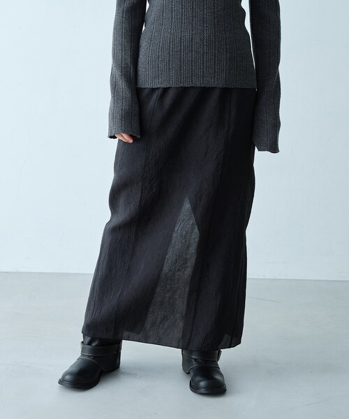 CODE A（コードエー）の「pencil sheer skirt（スカート・レディース・アイボリー/ブラック・34/38/36）」の2枚目の写真