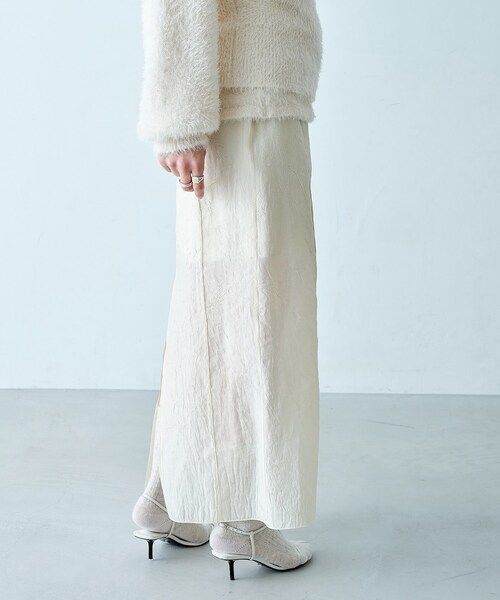 CODE A（コードエー）の「pencil sheer skirt（スカート・レディース・アイボリー/ブラック・34/38/36）」の3枚目の写真