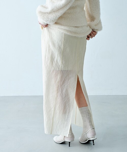 CODE A（コードエー）の「pencil sheer skirt（スカート・レディース・アイボリー/ブラック・34/38/36）」の4枚目の写真