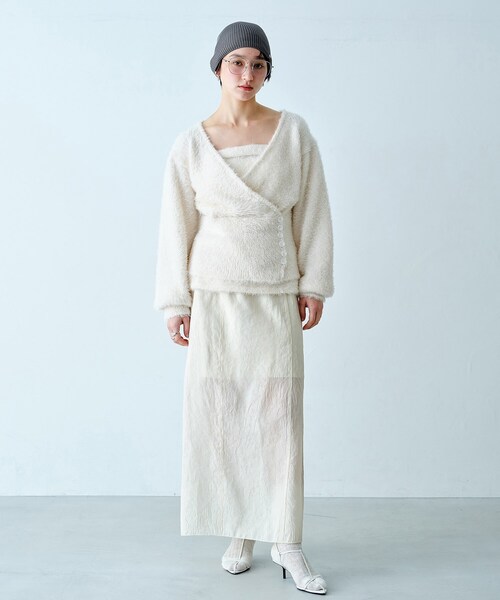 CODE A（コードエー）の「pencil sheer skirt（スカート・レディース・アイボリー/ブラック・34/38/36）」の5枚目の写真