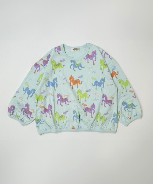 MAKE YOUR DAY(メイクユアデイ)の「カラフルポニー総柄長袖Tシャツ■80~140cm(Tシャツ/カットソー・キッズ・アイボリー/サックスブルー・80/90/100/110/120/130/140)」の2枚目の写真