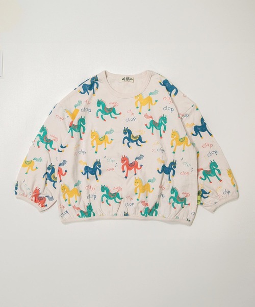 MAKE YOUR DAY(メイクユアデイ)の「カラフルポニー総柄長袖Tシャツ■80~140cm(Tシャツ/カットソー・キッズ・アイボリー/サックスブルー・80/90/100/110/120/130/140)」の3枚目の写真