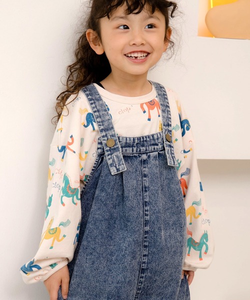 MAKE YOUR DAY(メイクユアデイ)の「カラフルポニー総柄長袖Tシャツ■80~140cm(Tシャツ/カットソー・キッズ・アイボリー/サックスブルー・80/90/100/110/120/130/140)」の6枚目の写真