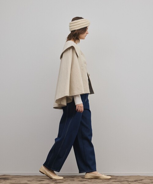 GRACE CONTINENTAL（グレースコンチネンタル）の「リネンオックスケープジャケット（その他アウター・レディース・ブラック/ベージュ・36）」の6枚目の写真