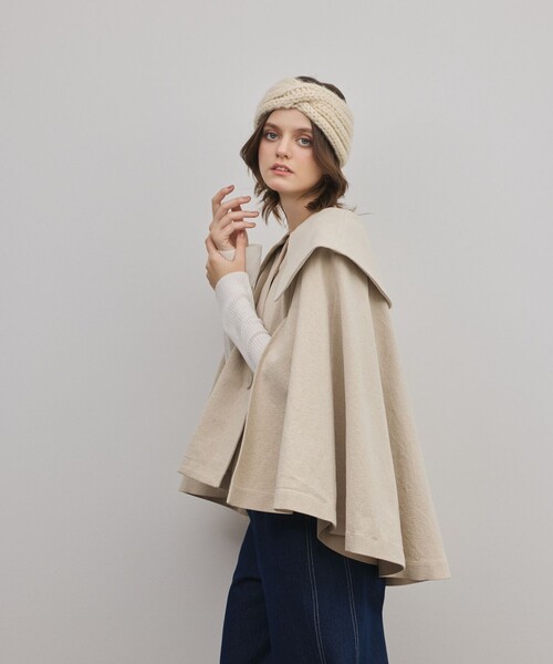 GRACE CONTINENTAL（グレースコンチネンタル）の「リネンオックスケープジャケット（その他アウター・レディース・ブラック/ベージュ・36）」の7枚目の写真