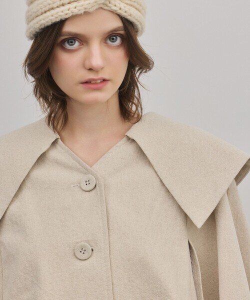 GRACE CONTINENTAL（グレースコンチネンタル）の「リネンオックスケープジャケット（その他アウター・レディース・ブラック/ベージュ・36）」の9枚目の写真