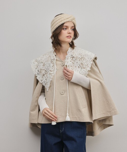 GRACE CONTINENTAL（グレースコンチネンタル）の「リネンオックスケープジャケット（その他アウター・レディース・ブラック/ベージュ・36）」の15枚目の写真