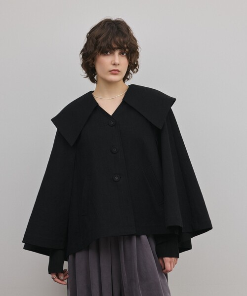 GRACE CONTINENTAL（グレースコンチネンタル）の「リネンオックスケープジャケット（その他アウター・レディース・ブラック/ベージュ・36）」の18枚目の写真