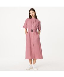 アクションプリーツストリングロングワンピースディープピンク