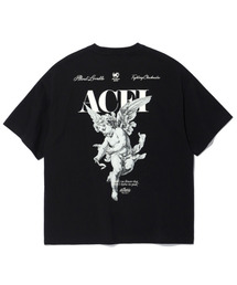 エンジェル筆記体プリントTシャツ(UNI)BLK