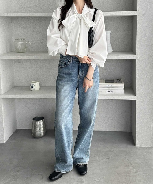 GeeRA(ジーラ)の「ボリュームボウタイブラウス(シャツ/ブラウス・レディース・ブラック/ブルー系その他/オフホワイト・LARGE/MEDIUM/X-LARGE)」の9枚目の写真