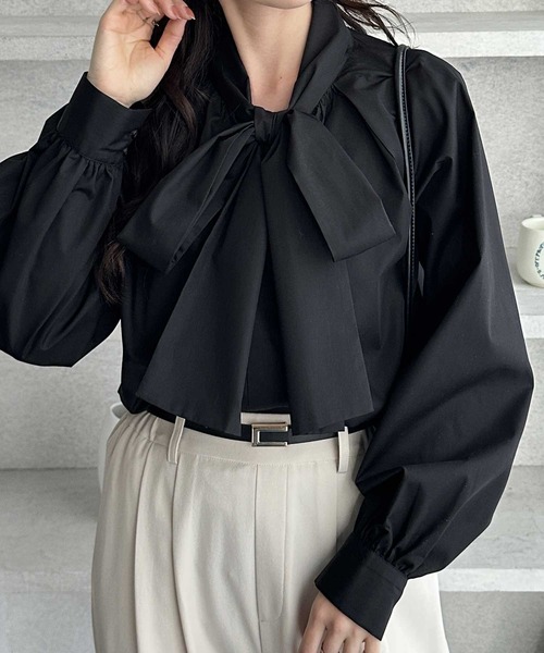 GeeRA(ジーラ)の「ボリュームボウタイブラウス(シャツ/ブラウス・レディース・ブラック/ブルー系その他/オフホワイト・LARGE/MEDIUM/X-LARGE)」の11枚目の写真