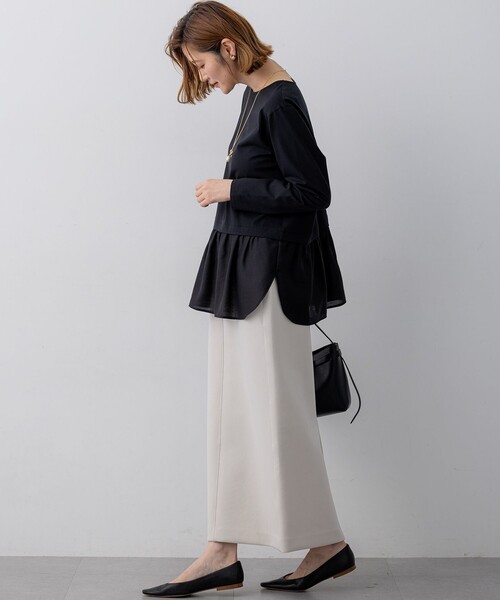 23区 L(ニジュウサンクオオキイサイズ)の「ナチュラルコットンベア シアードッキング カットソー(Tシャツ/カットソー・レディース・ベージュ系/ブラック系/ホワイト系・48/46/44)」の11枚目の写真