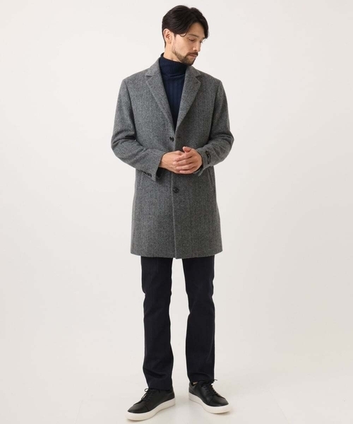 MICHEL KLEIN HOMME (ミッシェルクランオム)の「ウールヘリンボンチェスターコート(チェスターコート・メンズ・グレー/ブラック・MEDIUM/LARGE/X-LARGE)」の3枚目の写真