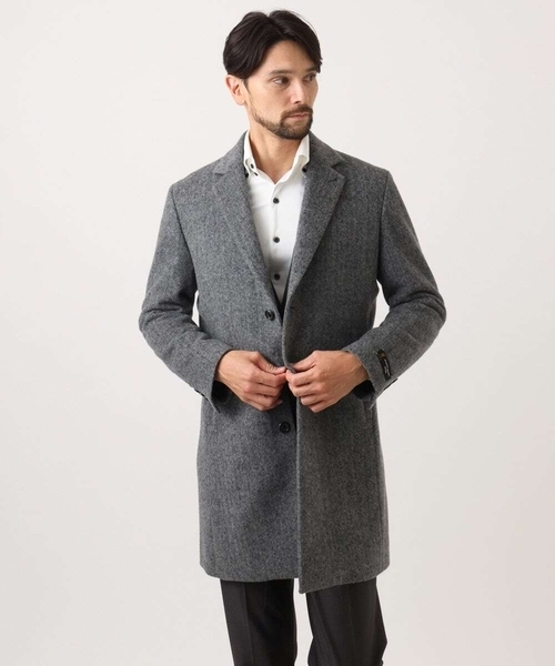 MICHEL KLEIN HOMME (ミッシェルクランオム)の「ウールヘリンボンチェスターコート(チェスターコート・メンズ・グレー/ブラック・MEDIUM/LARGE/X-LARGE)」の4枚目の写真
