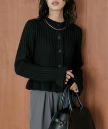 カーディガン/ボレロ（ブラック/黒色系・フリル）ファッション通販