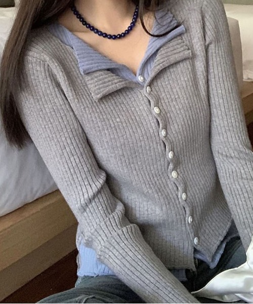 SpRay（スプレイ）の「リブニットレイヤードトップス（ニット/セーター・レディース・ブラウン/アイボリー/ブラック/グレー・FREE）」の15枚目の写真