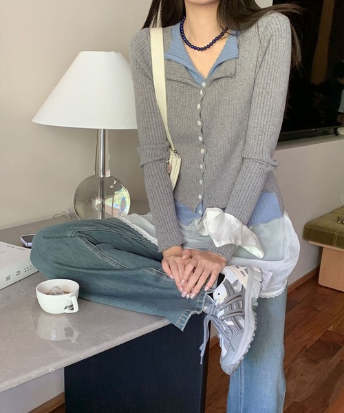 SpRay（スプレイ）の「リブニットレイヤードトップス（ニット/セーター・レディース・ブラウン/アイボリー/ブラック/グレー・FREE）」の17枚目の写真