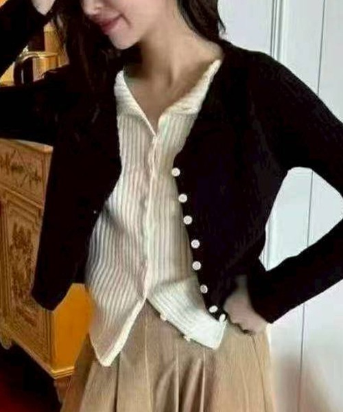 SpRay（スプレイ）の「リブニットレイヤードトップス（ニット/セーター・レディース・ブラウン/アイボリー/ブラック/グレー・FREE）」の19枚目の写真