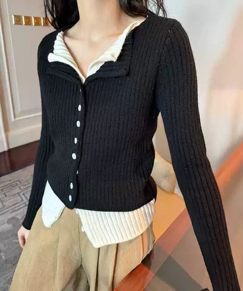 SpRay（スプレイ）の「リブニットレイヤードトップス（ニット/セーター・レディース・ブラウン/アイボリー/ブラック/グレー・FREE）」の21枚目の写真