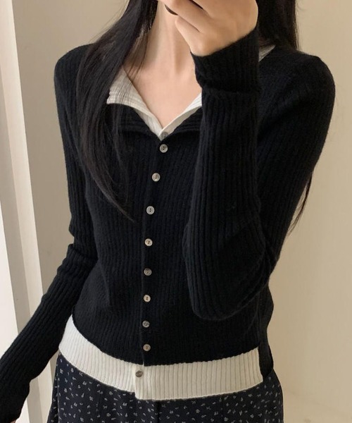 SpRay（スプレイ）の「リブニットレイヤードトップス（ニット/セーター・レディース・ブラウン/アイボリー/ブラック/グレー・FREE）」の22枚目の写真