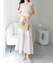 mily bilet（ミウィビレット）の「【mily bilet】一枚で主役級!大人フェミニンなシャーリングフリルティアードワンピース（ワンピース）」