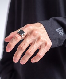 TOM WOOD | 【TOMWOOD(トムウッド)】Cushion Black Onyx(M) シルバー リング メンズ サイズ ブラック スクエア 指輪(リング)