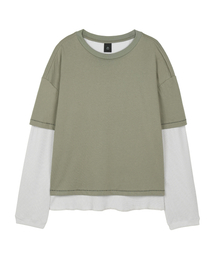GUVO（グボ）の「Waffle layered t-shirts, khaki（Tシャツ/カットソー）」