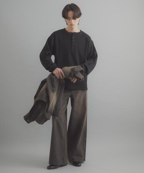 SENSE OF PLACE by URBAN RESEARCH（センスオブプレイスバイアーバンリサーチ）の「ワッフルヘンリーネックロングTシャツ（Tシャツ/カットソー・メンズ・ブラック/グレー系その他/ミント・MEDIUM/LARGE）」の20枚目の写真