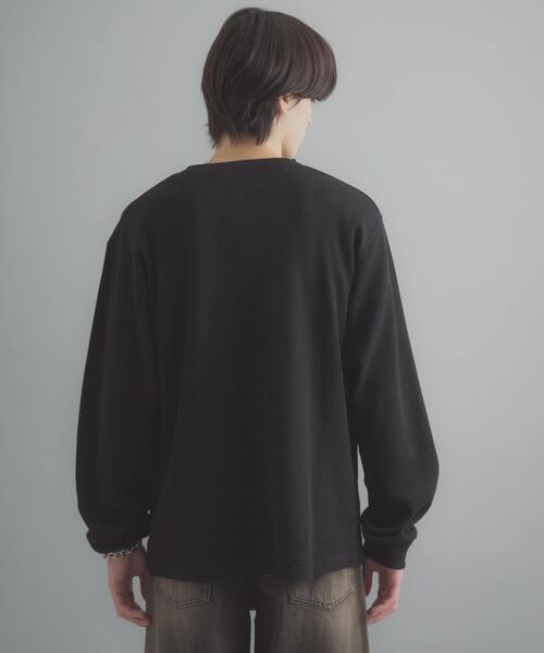 セール】ワッフルヘンリーネックロングTシャツ（Tシャツ/カットソー
