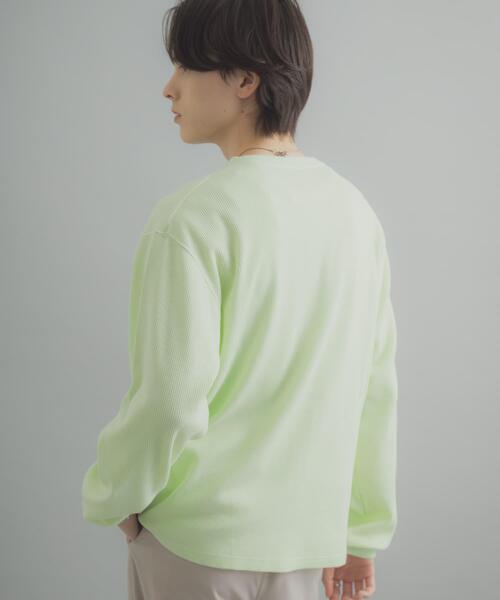 SENSE OF PLACE by URBAN RESEARCH（センスオブプレイスバイアーバンリサーチ）の「ワッフルヘンリーネックロングTシャツ（Tシャツ/カットソー・メンズ・ブラック/グレー系その他/ミント・MEDIUM/LARGE）」の5枚目の写真