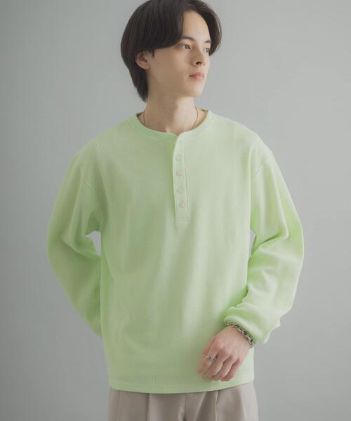 SENSE OF PLACE by URBAN RESEARCH（センスオブプレイスバイアーバンリサーチ）の「ワッフルヘンリーネックロングTシャツ（Tシャツ/カットソー・メンズ・ブラック/グレー系その他/ミント・MEDIUM/LARGE）」の7枚目の写真