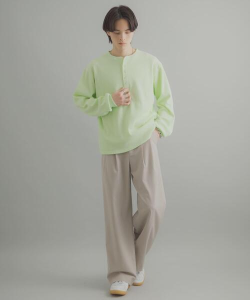 SENSE OF PLACE by URBAN RESEARCH（センスオブプレイスバイアーバンリサーチ）の「ワッフルヘンリーネックロングTシャツ（Tシャツ/カットソー・メンズ・ブラック/グレー系その他/ミント・MEDIUM/LARGE）」の9枚目の写真