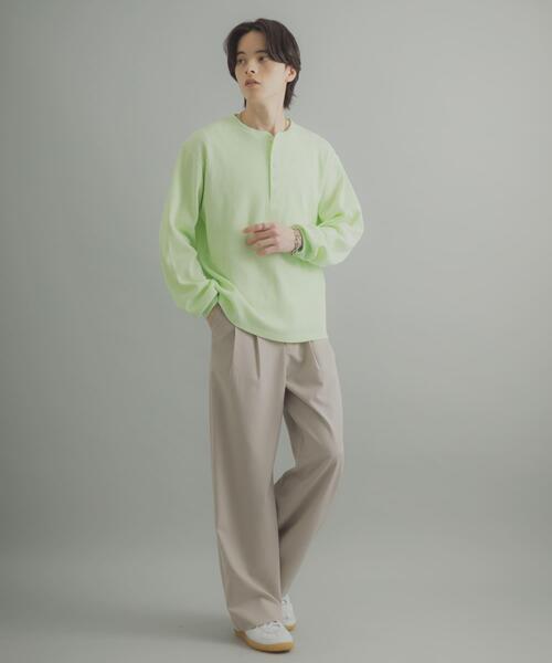 SENSE OF PLACE by URBAN RESEARCH（センスオブプレイスバイアーバンリサーチ）の「ワッフルヘンリーネックロングTシャツ（Tシャツ/カットソー・メンズ・ブラック/グレー系その他/ミント・MEDIUM/LARGE）」の10枚目の写真