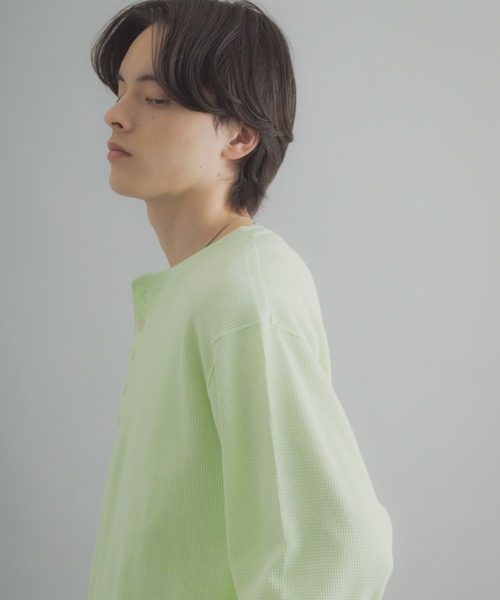 SENSE OF PLACE by URBAN RESEARCH（センスオブプレイスバイアーバンリサーチ）の「ワッフルヘンリーネックロンT（Tシャツ/カットソー・メンズ・ブラック/グレー系その他/ミント・MEDIUM/LARGE）」の3枚目の写真