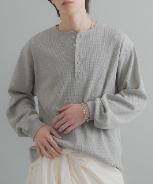 SENSE OF PLACE by URBAN RESEARCH（センスオブプレイスバイアーバンリサーチ）の「ワッフルヘンリーネックロンT（Tシャツ/カットソー・メンズ・ブラック/グレー系その他/ミント・MEDIUM/LARGE）」の22枚目の写真