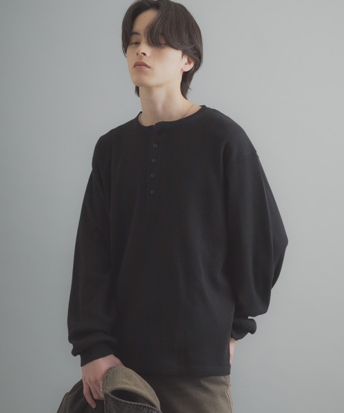 SENSE OF PLACE by URBAN RESEARCH（センスオブプレイスバイアーバンリサーチ）の「ワッフルヘンリーネックロンT（Tシャツ/カットソー・メンズ・ブラック/グレー系その他/ミント・MEDIUM/LARGE）」の6枚目の写真