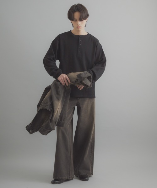 SENSE OF PLACE by URBAN RESEARCH（センスオブプレイスバイアーバンリサーチ）の「ワッフルヘンリーネックロンT（Tシャツ/カットソー・メンズ・ブラック/グレー系その他/ミント・MEDIUM/LARGE）」の7枚目の写真