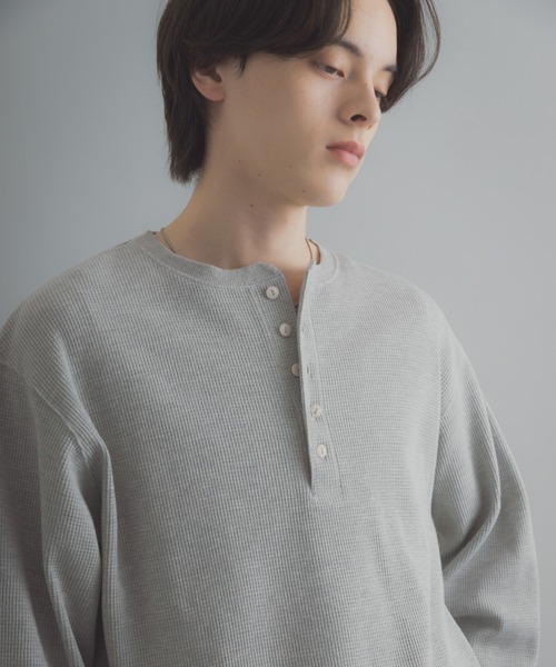 SENSE OF PLACE by URBAN RESEARCH（センスオブプレイスバイアーバンリサーチ）の「ワッフルヘンリーネックロンT（Tシャツ/カットソー・メンズ・ブラック/グレー系その他/ミント・MEDIUM/LARGE）」の21枚目の写真