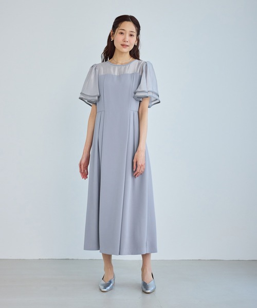 ROPE' PICNIC(ロペピクニック)の「【Mon E’toile/モンエトワール】フレア袖ビスチェデザインワンピース(ドレス・レディース・サックスブルー/ブラック/グリーン・M/S)」の3枚目の写真