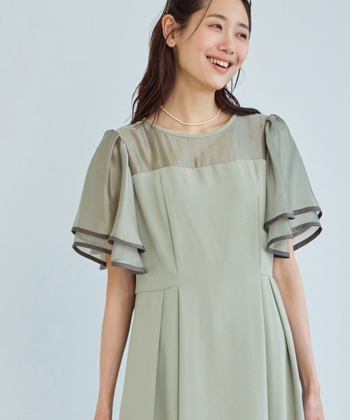 ROPE' PICNIC(ロペピクニック)の「【Mon E’toile/モンエトワール】フレア袖ビスチェデザインワンピース(ドレス・レディース・サックスブルー/ブラック/グリーン・M/S)」の2枚目の写真