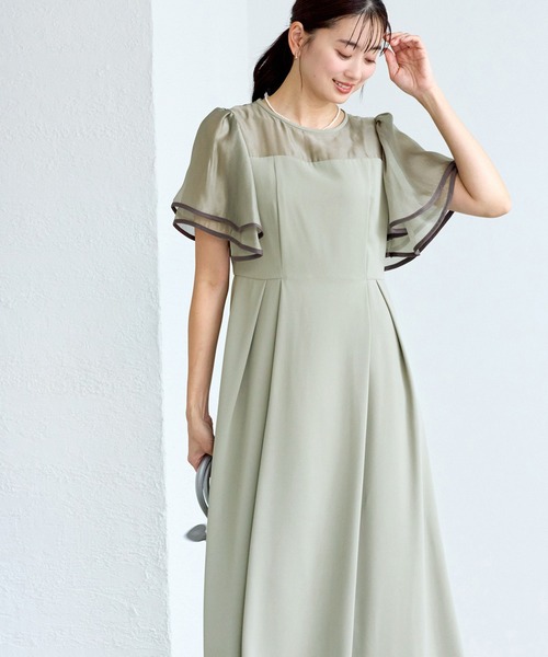 ROPE' PICNIC(ロペピクニック)の「【Mon E’toile/モンエトワール】フレア袖ビスチェデザインワンピース(ドレス・レディース・サックスブルー/ブラック/グリーン・M/S)」の8枚目の写真