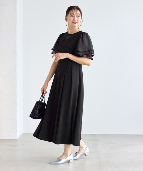 ROPE' PICNIC(ロペピクニック)の「【Mon E’toile/モンエトワール】フレア袖ビスチェデザインワンピース(ドレス・レディース・サックスブルー/ブラック/グリーン・M/S)」の5枚目の写真