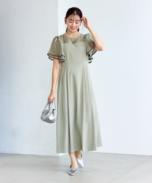 ROPE' PICNIC(ロペピクニック)の「【Mon E’toile/モンエトワール】フレア袖ビスチェデザインワンピース(ドレス・レディース・サックスブルー/ブラック/グリーン・M/S)」の9枚目の写真